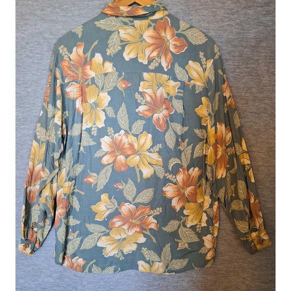 Tommy Bahama Shirt Womens Medium Tropical Floral Button Up Long Sleeve Blouse - Picture 2 of 10